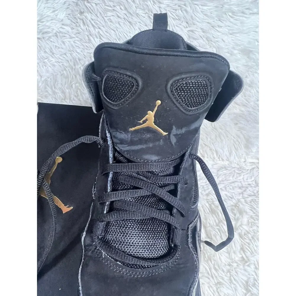 Air Jordan Flight Club 91 Shoes Youth Size 7Y Black Metallic Gold GS 555472-031